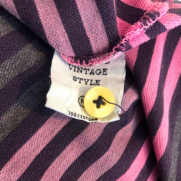 Original Vintage Style Polo Crewneck Sweater Striped Purple Gray Valentine’s Day - Picture 7 of 7